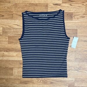 Abercrombie & Fitch Striped Navy Tank Top